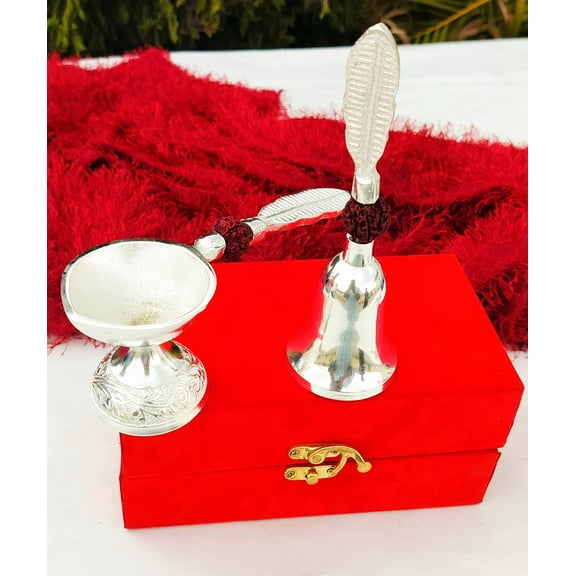 silver plated dinner set of 6 pieces for gift/ home/ pooja