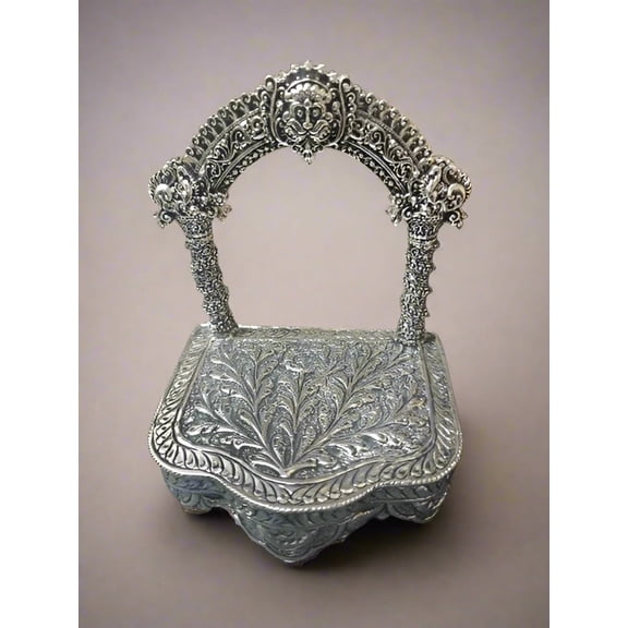silver plated small size singhasan for temple