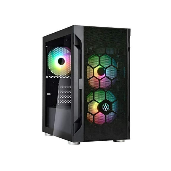silverstone fah1mb-pro tempered glass, 3 120mm argb fans, black, mid-tower micro-atx case with mini-dtx and mini-itx support (fara h1m pro)