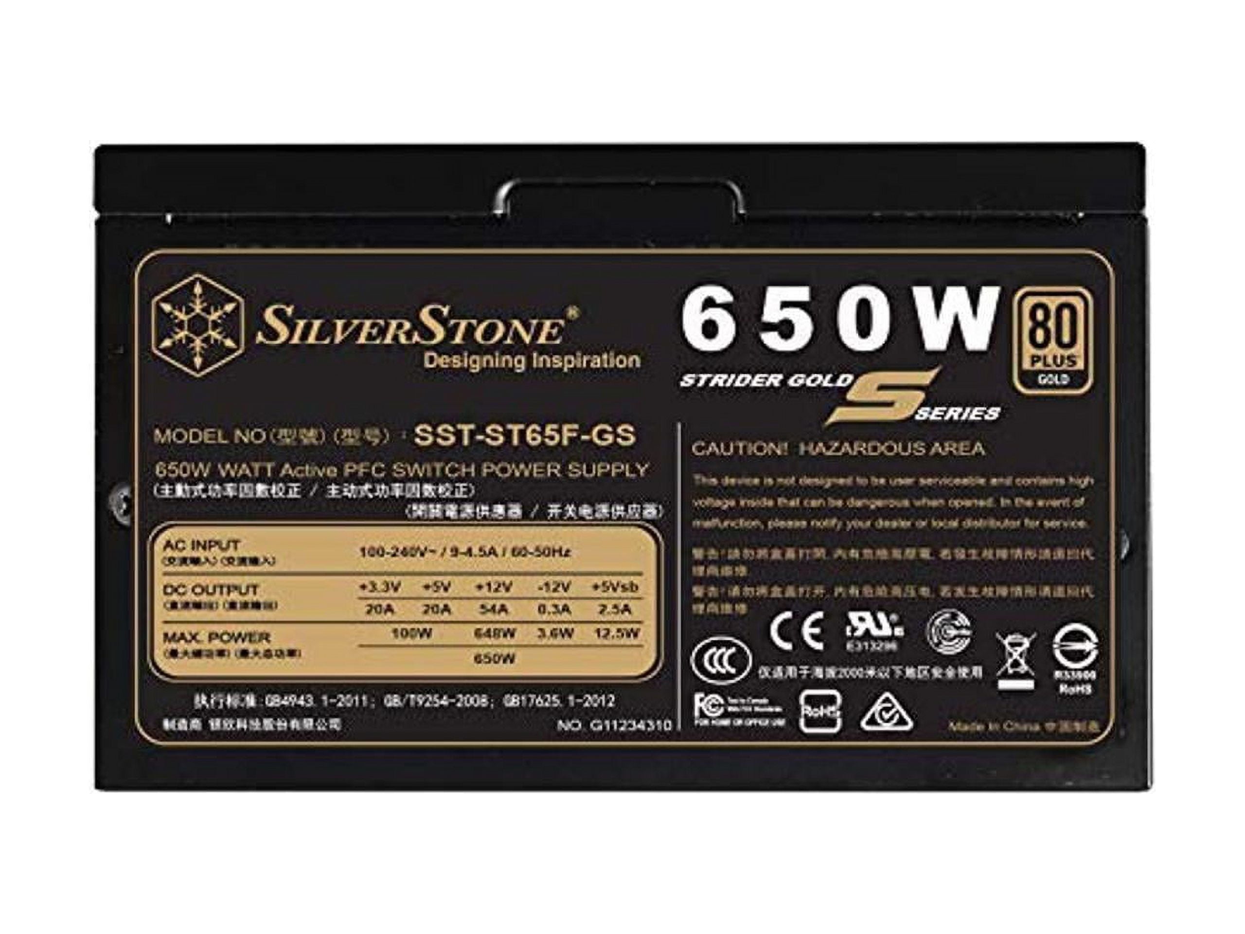 silverstone technology 650w computer power supply psu fully modular with 80 plus gold & 140mm design power supply (sst-st65f-gs)