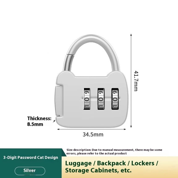 silvery 3-Digit Combination Lock of Zinc Alloy, The Small Safe Combination Padlock for Suitcases, Luggage , Briefcases, Computer Bags, Schoolbags, Backpacks, Locker, Drawers, Toolkit and Cabinets