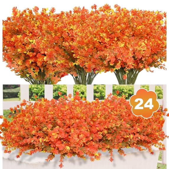 simeccom 24 Bundles Artificial Fall Flowers No Fade Faux Autumn Plants ...