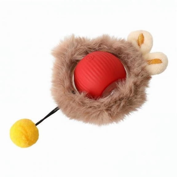 simhoa 2xFurry Cat Toy Ball Furry Feline Sphere Toy for Cats, Floor 2 Pcs