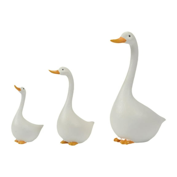 simhoa 3 Pieces Duck Statues Animal Figurines White Resin Garden Sculptures Yard Decorations for Lawn Outside Patio Desktop Outdoors