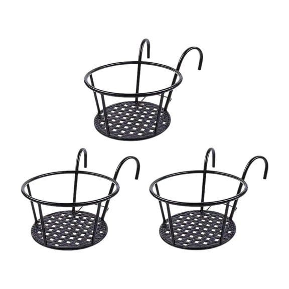 simhoa 3x Hanging Planter Basket Above The Rail Flower Pot Holder Around Hanging Railing Planters for Window Courtyard Outdoors in The Interior Outdoors Black