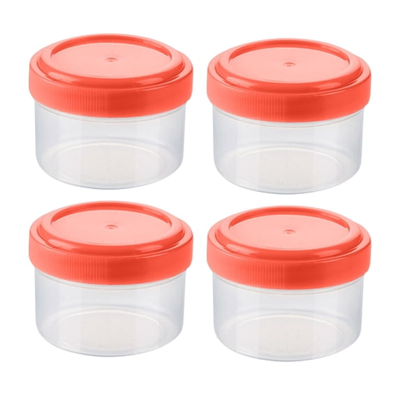 simhoa 4 Pieces Bottles for Liquids Transparent Seasoning Bottles Refillable Leakproof Mini Containers for Hiking BBQ Travel Round Red