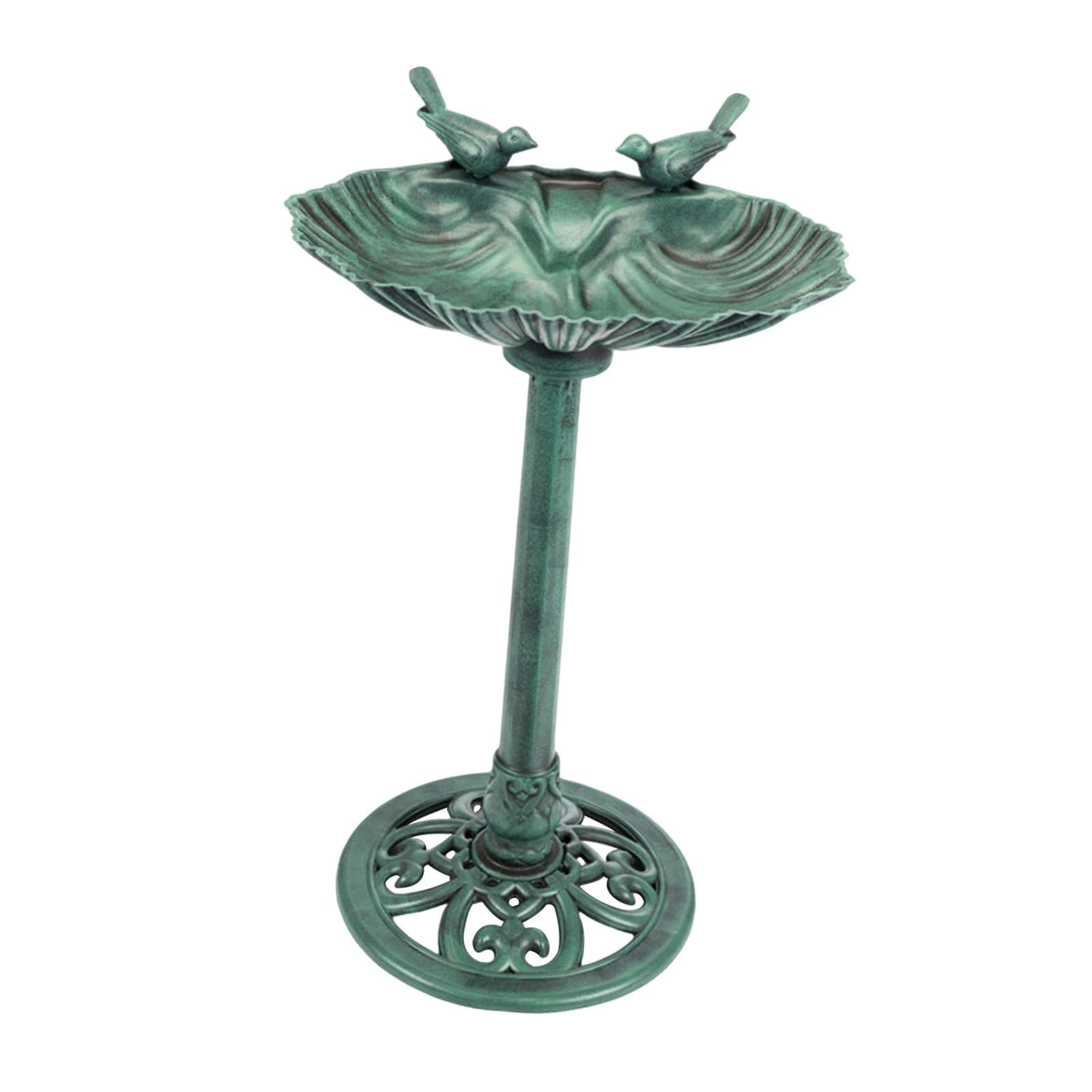 simhoa Bird Bath for The Garden - Decorative Eye-catcher: Freestanding Bird Bath on A Pedestal, Weatherproof, Feeder, Easy Assembly, Gift for Bird Lovers green