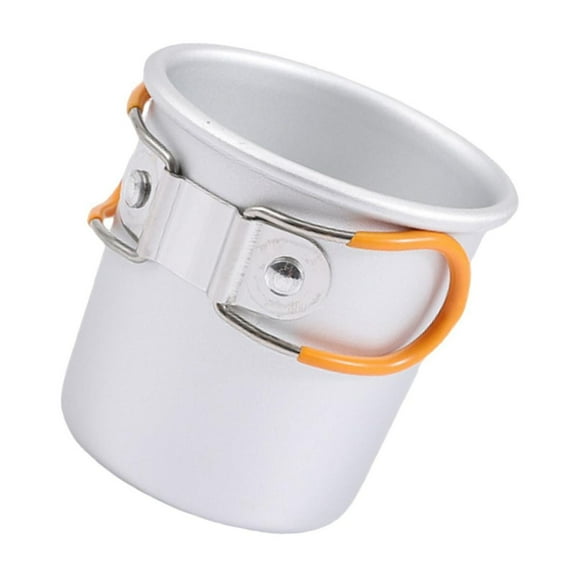 simhoa Camping Mug with Folding Handle Reusable Drink Cup Aluminum Alloy Water Cup for Backpacking Hunting Survival Adventure Picnic Orange Handle