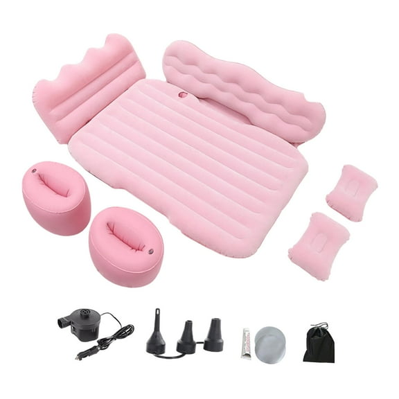 simhoa Car Inflatable Mattress Backseat Sleeping Pad, Portable Camping Air Mattress Bed, Car Air Bed for Auto MPV Camping Picnic Pink