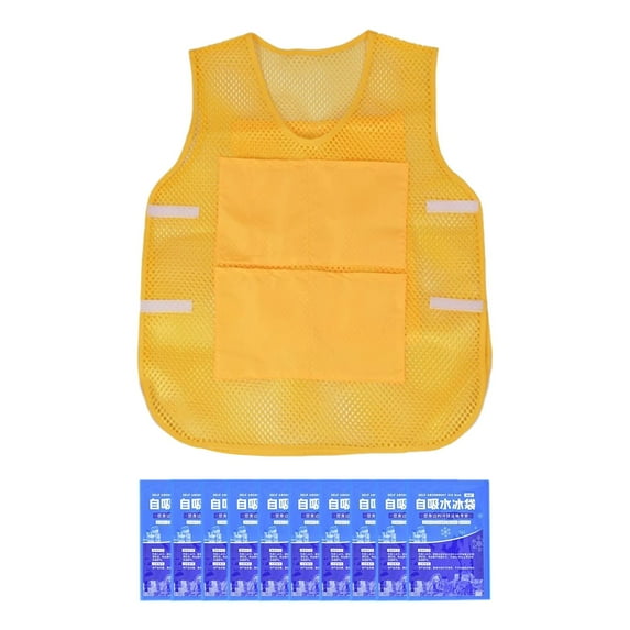 simhoa Cooling Ice Vest Lightweight with 8 Reusable Ice Packs for Fishing Sports Picnic Yellow