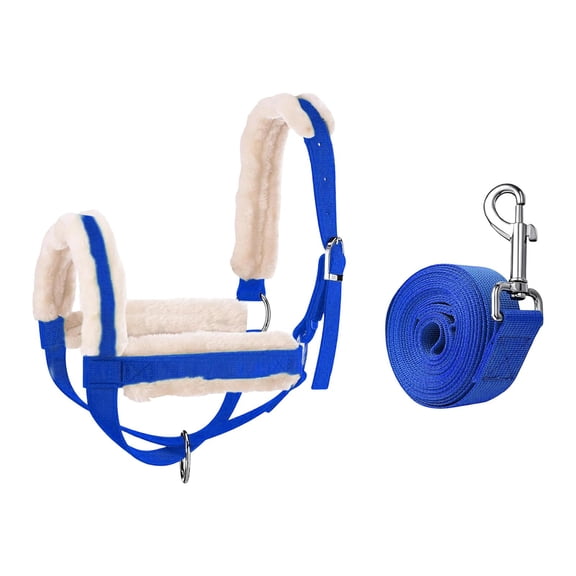 simhoa Cow Halter with Leading Rope Barn Essential Supply Multifunction Accessories Showing Bull Bridle Cattle Calf Halter for Horse Blue S