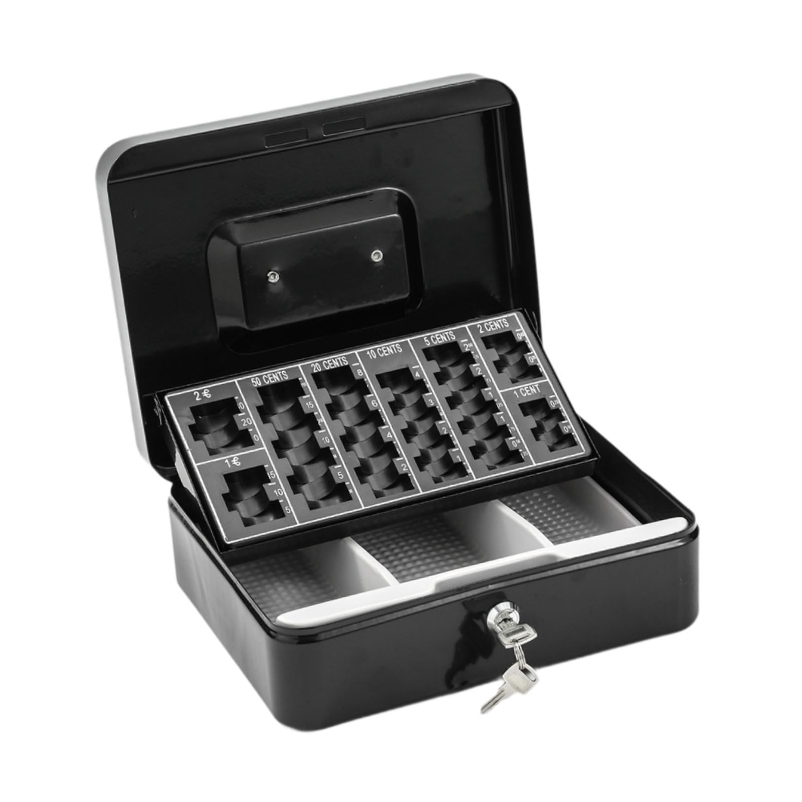 simhoa Drawer Box Money Compartment Box with Key Professional Lock Safe for Commercial Restaurant Supermarket Cafe Black