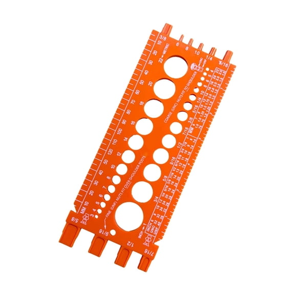 simhoa Drill Bit Gauge Screws Measuring Tool Bolt Gauges Check Multipurpose Identibolt Portable Size Gauge Easy to Carry Screw Gauge Orange