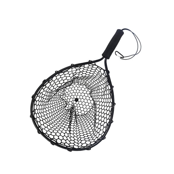 simhoa Fishing Net Fishing Landing Net Portable Short Handle Wading Net Fishing Catching Tool for Father's Day Gift Boating Saltwater Outdoor Black