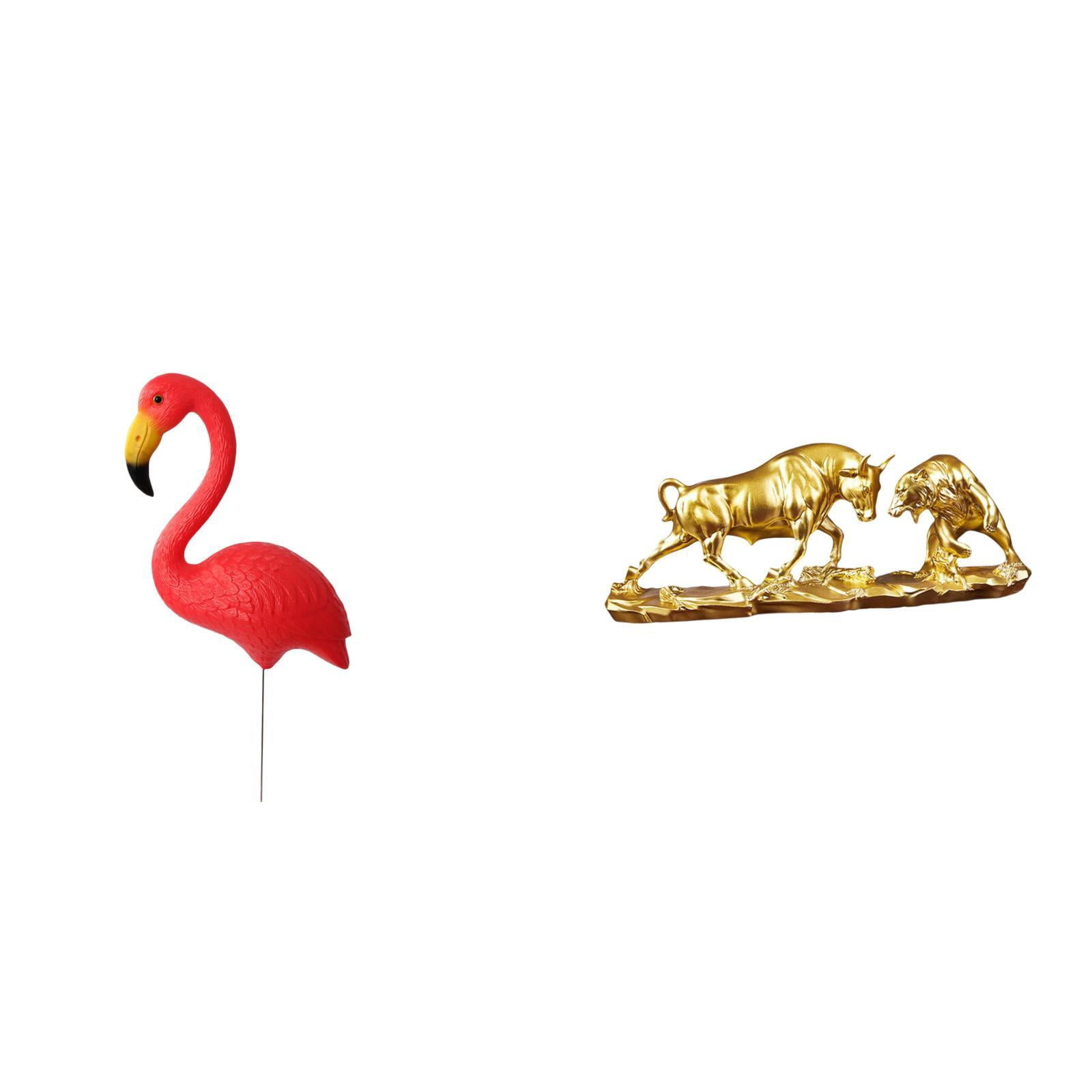 simhoa Flamingo Bear Bull Garden Sculpture Modern Fairy Yard Art Feng Shui Animal Ornament for Holiday Desk and Birthday Decor