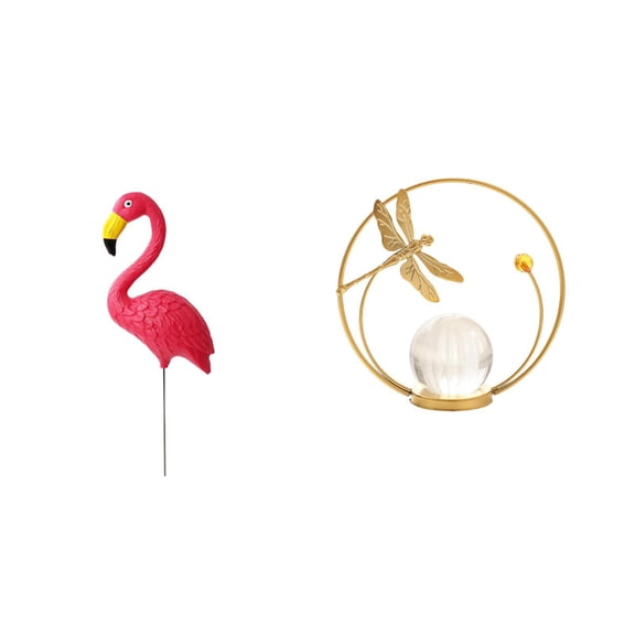 simhoa Flamingo Crystal Figurine Garden Sculpture Ornament for Holiday Spring Yard Art Metal Statue Stand Indoor Outdoor Decor Accessories