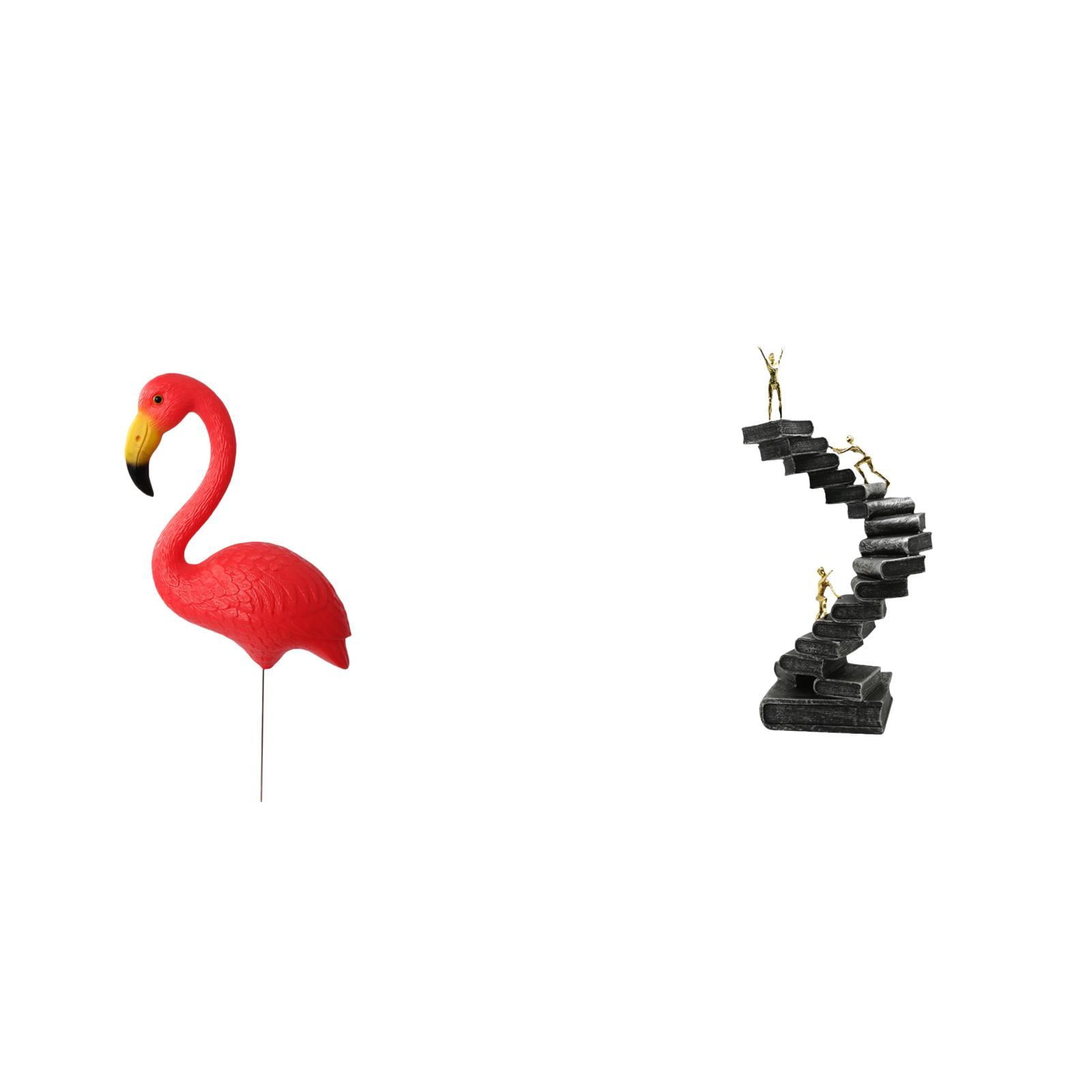 simhoa Flamingo Fairy Garden Sculpture and Abstract Thinker Ladder Statue Resin Figurine for Holiday Spring Yard Art Ornament Bookshelf Desktop Table Decorations