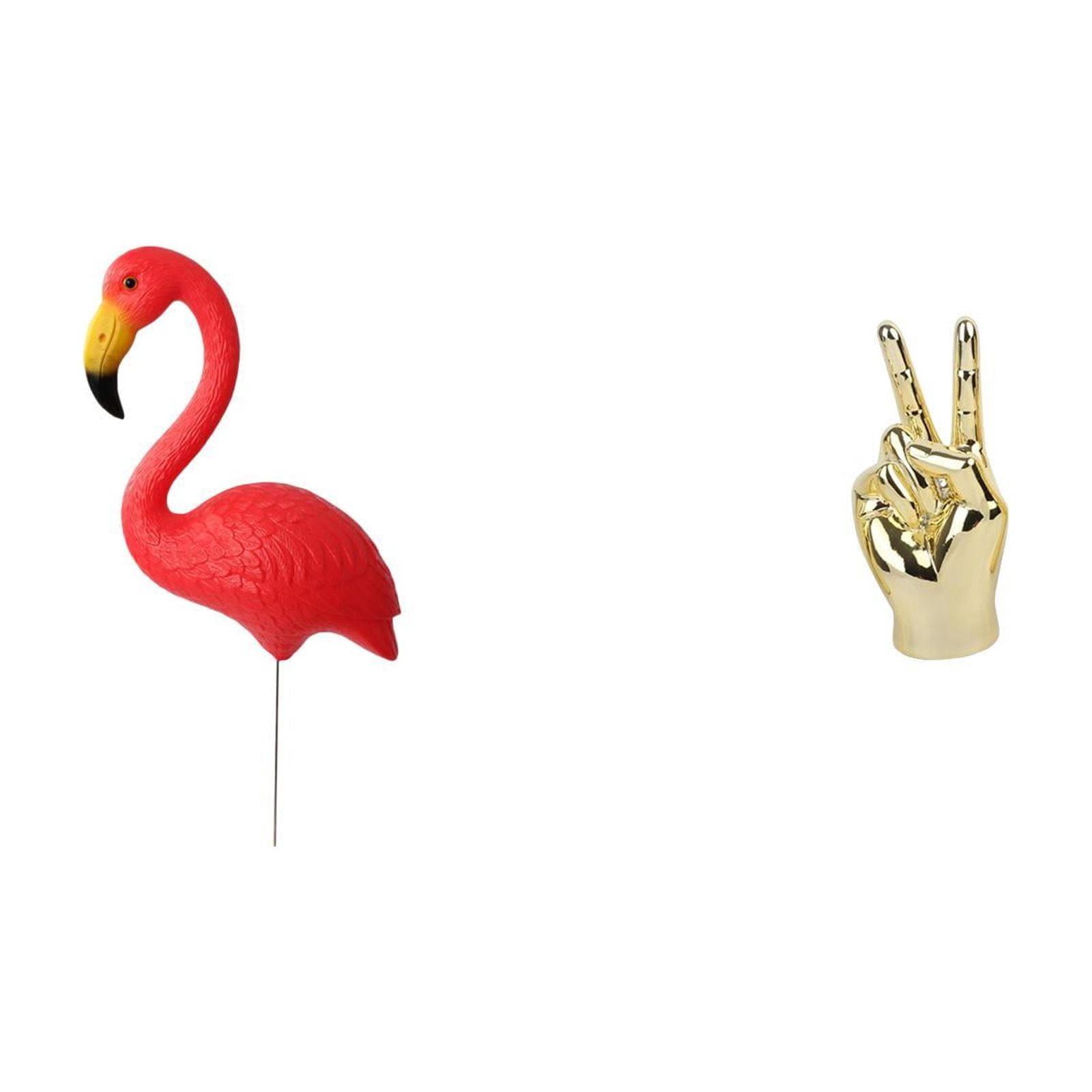 simhoa Flamingo Fairy Garden Sculpture Ornament with Hand Gesture Figurine for Creative Home Living Room Cabinet Shelf Decoration and Holiday Spring Yard Art