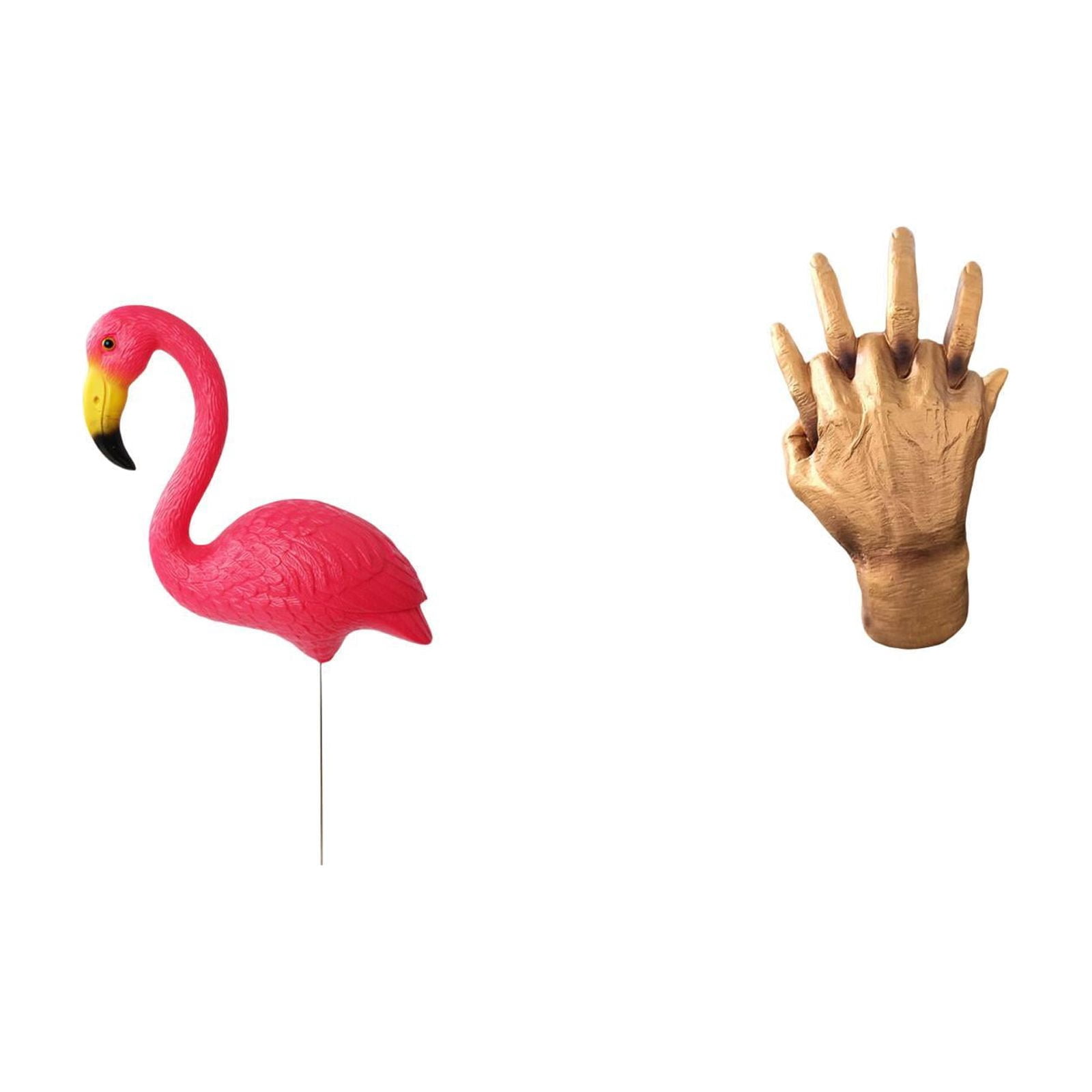 simhoa Flamingo Garden Stake Sculpture and Soulmate Hand Figurines Yard Art Ornament for Holiday Spring Home Bedroom Shelf Decor Tabletop Lovers Hand