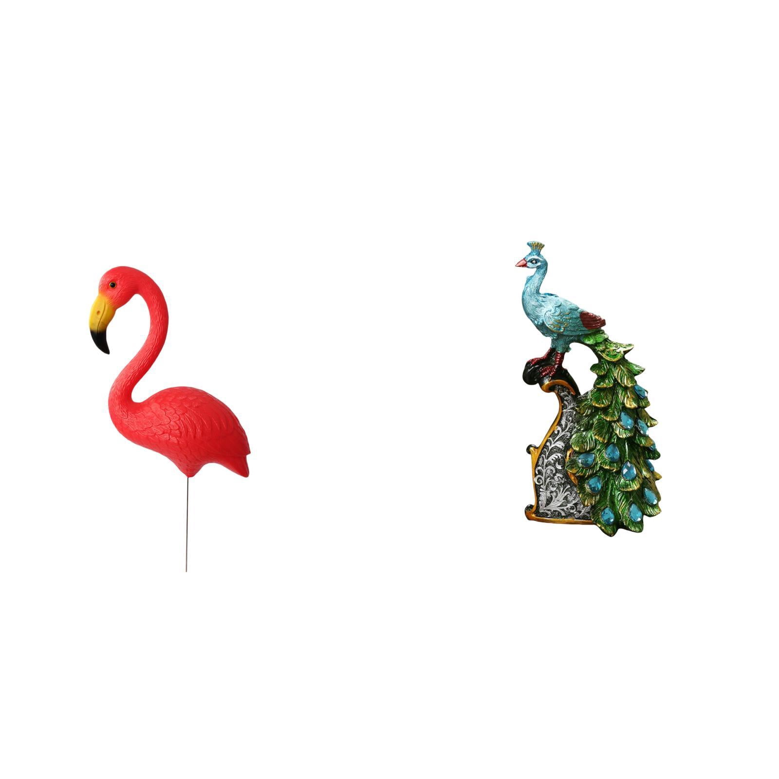 simhoa Flamingo Peacock Garden Sculpture Ornament for Holiday Spring Yard Art and Elegant Tabletop Animal Figurine for Home Bedroom Office Living Room Decoration