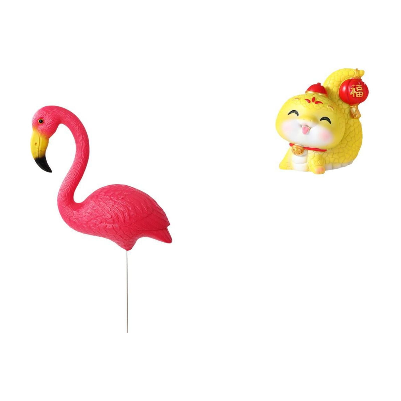 simhoa Flamingo and Snake Garden Figurine Sculpture for Holiday Spring Fairy Yard Art Ornament Tabletop Centerpiece Shelf Decor