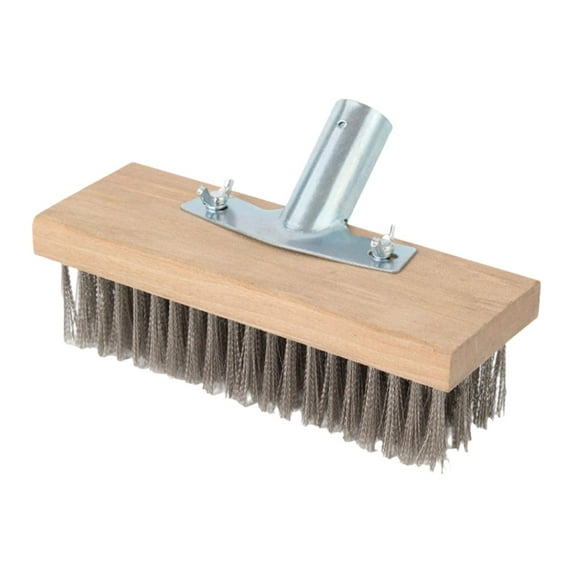 simhoa Floor Brush Push Broom Heavy Duty Scrub Brush Head Stainless Steel Wire Brush for Garage Tile Surfaces Patio Steps , 20cm