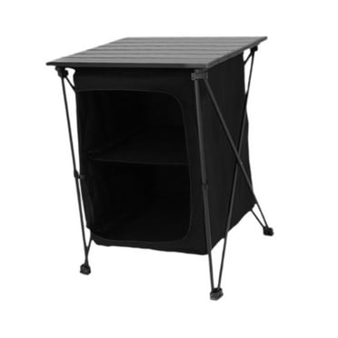 simhoa Folding Camping Storage Cabinet Cooking Table up Lightweight 2 Tier Storage Organizer for BBQ Kitchen Picnic Outdoor Black