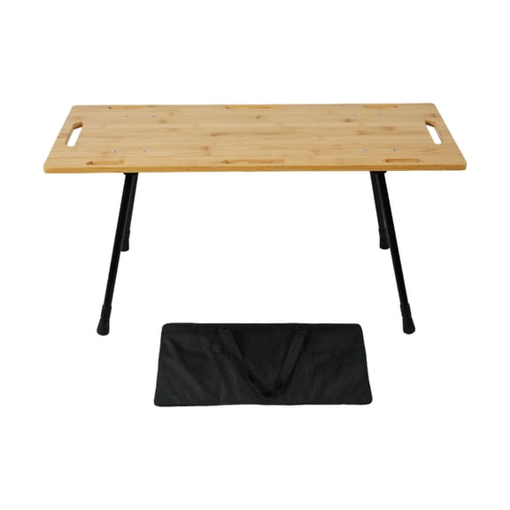 simhoa Folding Table Foldable Camping Table Bamboo Board Tabletop Stable Adjustable Height Outdoor Table for Backyard Patio Barbecue