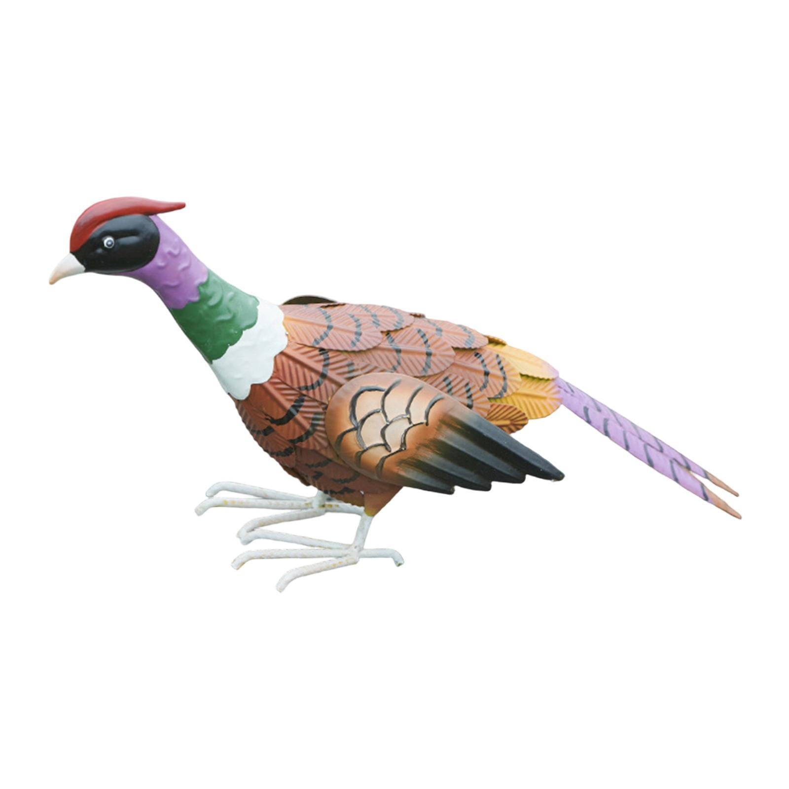 simhoa Garden Statue Pheasant Sculpture Housewarming Gift Iron Lifelike Sturdy Animal Figurine Lawn Ornament for Porch Lawn Garden