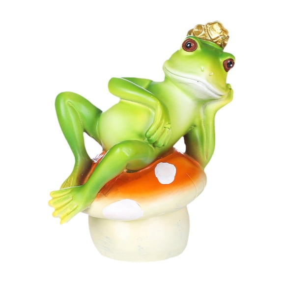 simhoa Green Frog Sitting on Statue Garden Decoration for Decor 7x10x10cm