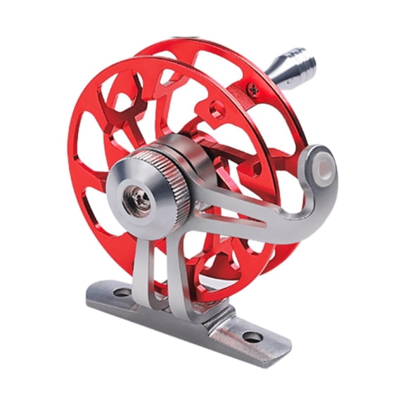 simhoa Ice Fishing Reel 65 mm Fishing Tackle Gear Portable Fisherman Gift for Freshwater Saltwater for Raft Aluminum Alloy All Metal Red
