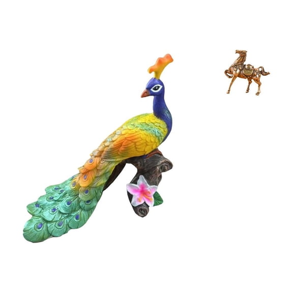 simhoa Majestic Peacock and Horse Sculpture Figurine Decorative Garden Ornament Vintage Crafts Statue for Home Yard Desk Office Bedroom Shelf