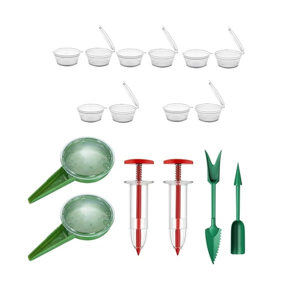 simhoa Mini Seed Spreader Set Handheld Seed Planter, Planter Tool, Portable Sowing Seed Dispenser, Manual Seedling Dibber and Widger 10 Clear Boxes