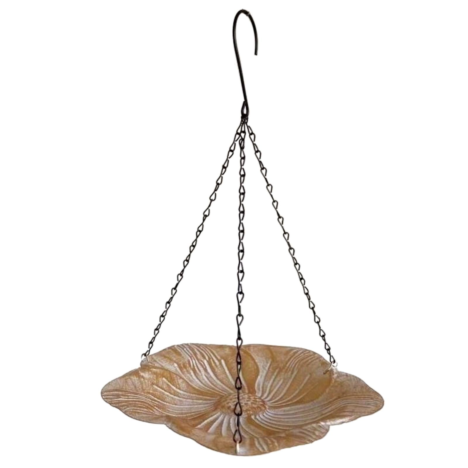 simhoa Outdoor Hanging Bird Feeder Bird Bath Bird Food Holder for Yard Lawn Outside Golden