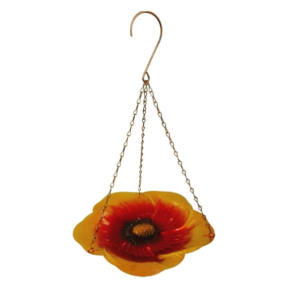 simhoa Outdoor Hanging Bird Feeder Bird Bath Bird Food Holder for Yard Lawn Outside Orange