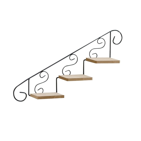 simhoa Plant Stand Staircase Decorative Shelf Multifunction Retro Floating Shelf Wall Hanging Shelf for Courtyard Office Living Room Upwards