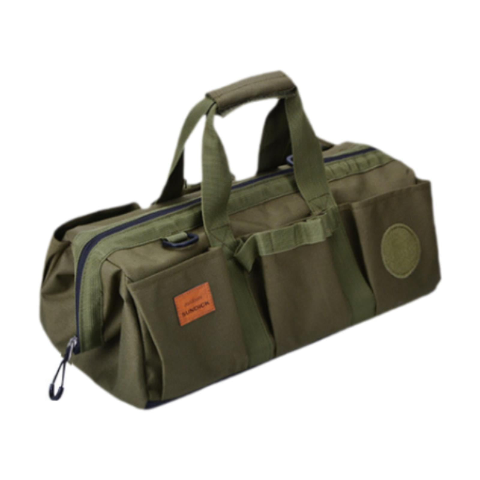 simhoa Tent Tool Bag Tool Organizer Large Capacity with Side Pockets Compact Storage Bag Handbag for Travel Fishing Outdoor Climbing Green