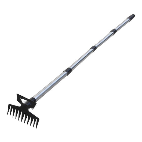 simhoa Weed Puller Tool Weeder Multipurpose Manual Ergonomic Grip Uprooting Weeding Tool Weed Rake for Backyard Patio Lawn Farm Yard 4 Section Pole
