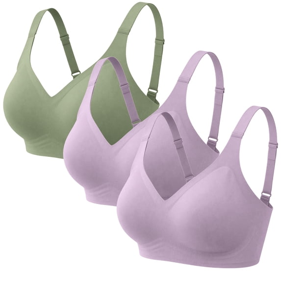 siminsem 3 Pack Wireless Bras for Women Seamless Full Coverage, Soft Comfortable Everyday Bra No Underwire, Wirefree No Show T Shirt Bra Lifting Support, X,XXXL