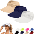 thumbnail image 1 of siminsem 3 Pack Women Sun Visor Hat Wide Brim UPF 50+ UV Protection Foldable Summer Beach Straw Hat Roll Up Packable Ponytail Lightweight Breathable Cap for Women Travel, Beige,One Size, 1 of 9