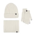 thumbnail image 1 of siminsem 3 Piece Winter Set for Women - Thickened Plush Fleece Lined Pom Pom Beanie Hat with Touchscreen Gloves & Long Knit Scarf, Warm Outdoor Cold Weather Accessories Gift, White,One Size, 1 of 2
