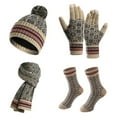 thumbnail image 1 of siminsem 4 in 1 Winter Set for Women Knitted Beanie Hat Scarf Touchscreen Gloves Socks Earmuff Warm Fleece Lined Thick Cold Weather Accessory Set Holiday Gift for Her, Beige,One Size, 1 of 2