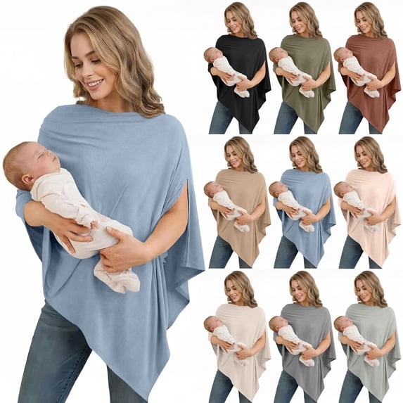 siminsem Breastfeeding Cover & Basket Cover Multi Use Car Seat Canopy 360° Privacy Nursing Cover Sunshade Windproof Soft Breathable Stretchy Baby Cover for Shopping Cart High Chair, Light Blue,A