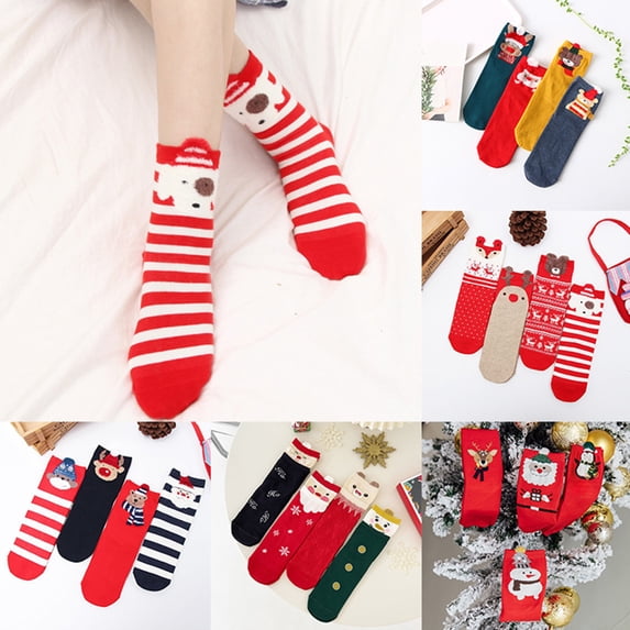 siminsem Christmas Socks 4 Pairs for Men Women Novelty Cotton Crew Colorful Tree Snowman Snowflake Pattern Funny Xmas Dress Socks Stocking Stuffers Party Gifts Unisex, A,One Size