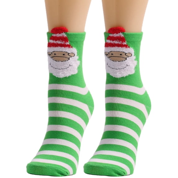 siminsem Christmas Wool Socks for Women Winter Warm Thick Crew Cute Print Knitted Cozy Thermal Socks Vintage Style Stocking Stuffers Gifts for Her one Size Soft, Green,One Size
