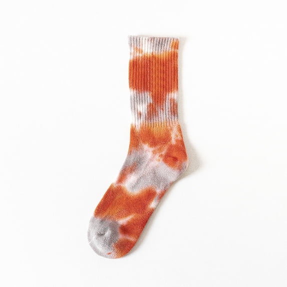 siminsem Couple Tie Dye Mid Calf Socks for Men Women Hip Hop Skateboarding Street Personality Crew Socks Fall Winter Vibrant Colorful Unisex Cotton Breathable with Reinforced Toe Heel, L,One Size
