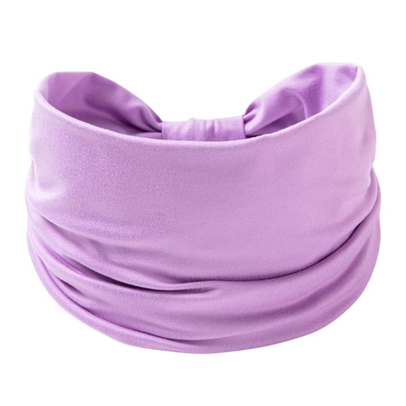 siminsem Elastic Sport Hair Wrap Turbans for Women 3 Pack Soft Stretchy Non Slip Wide Headband for Yoga Workout Running, Sweat Wicking Breathable Fitness Headwear Gym Headbands, Light Violet,One Size