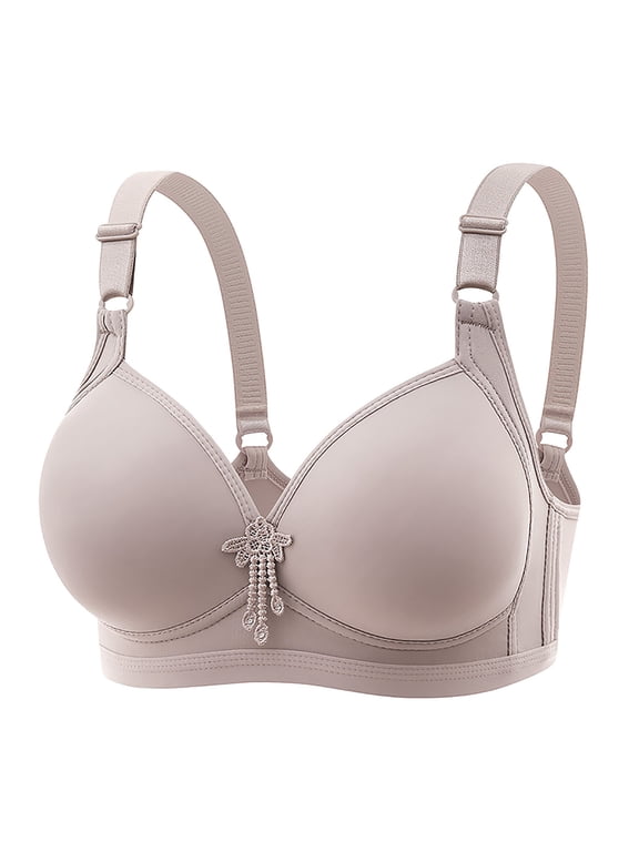 Full Coverage Front Closure Shaping Lace Bra for Women Plus Size Adjustable Shoulder Straps Wirefree Back Closure, Grey,L