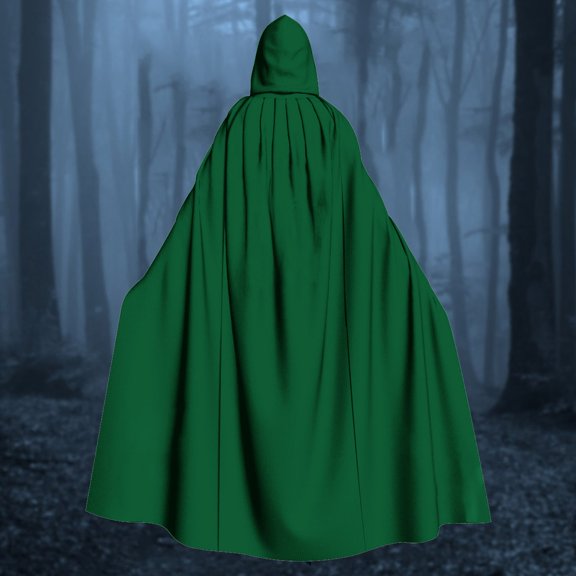 siminsem Full Length Hooded Velvet Cloak UniAdult Halloween Cape Medieval Renaissance Witch Wizard Vampire Gothic Cosplay Party Robe 1 Pack, Green,M