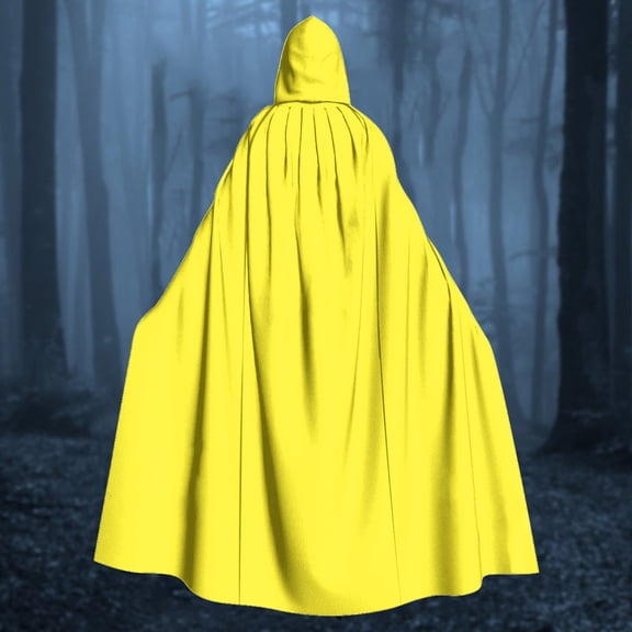 siminsem Full Length Hooded Velvet Cloak UniAdult Halloween Cape Medieval Renaissance Witch Wizard Vampire Gothic Cosplay Party Robe 1 Pack, Yellow,M